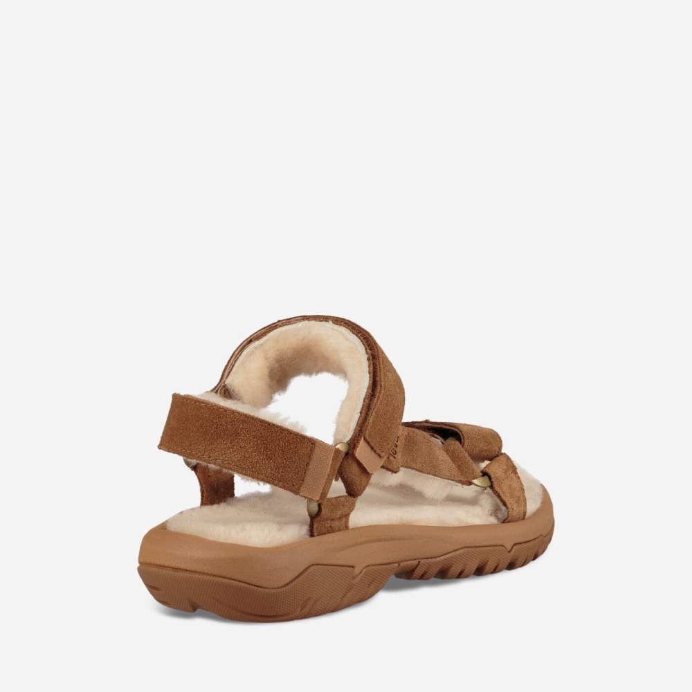 Brown Men's Teva Hurricane Shearling Sandals | 645-TSOAUH