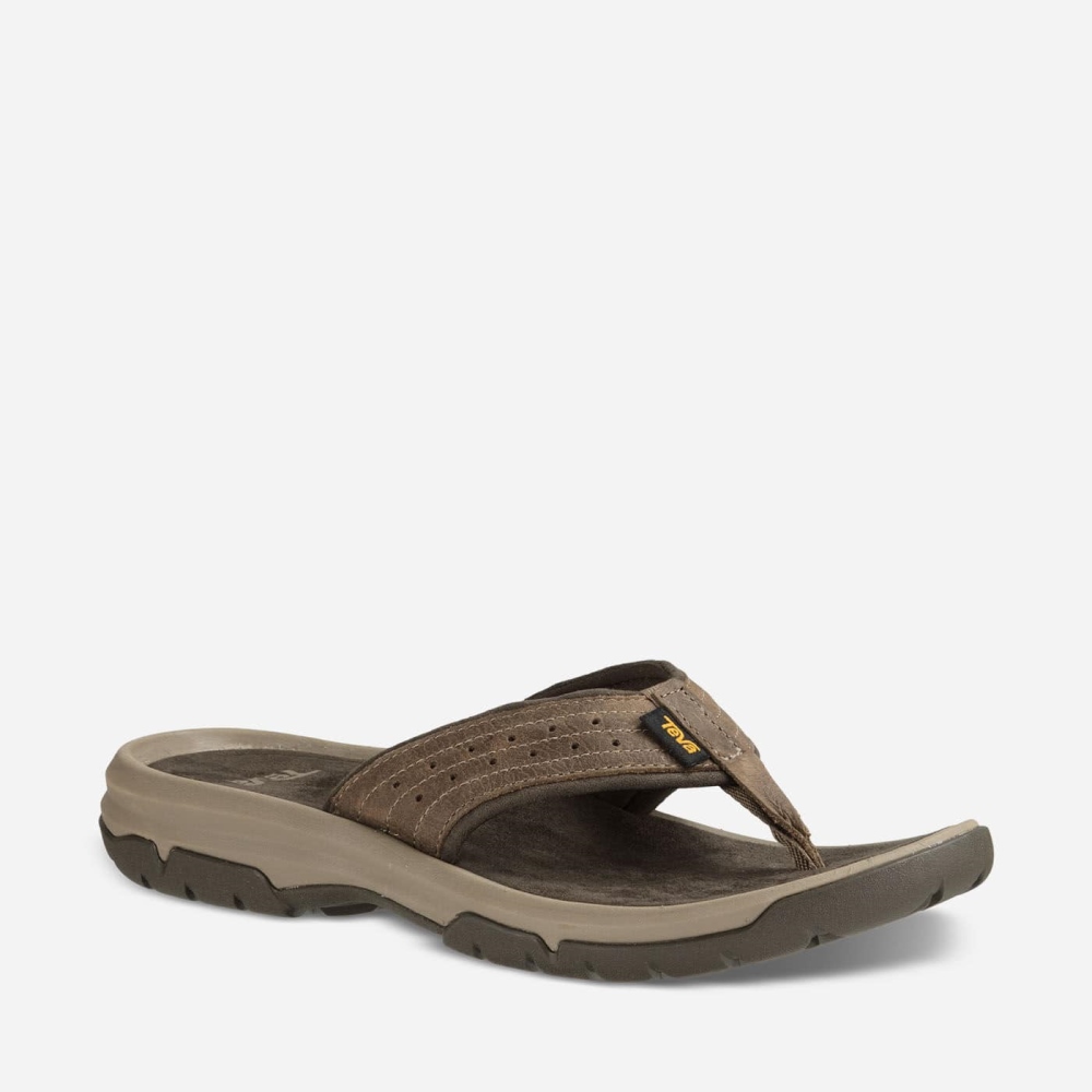 Brown Men's Teva Langdon Flip Hiking Sandals | 341-ENMVRU