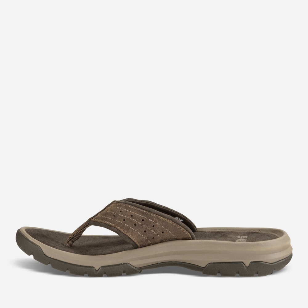 Brown Men's Teva Langdon Flip Hiking Sandals | 341-ENMVRU