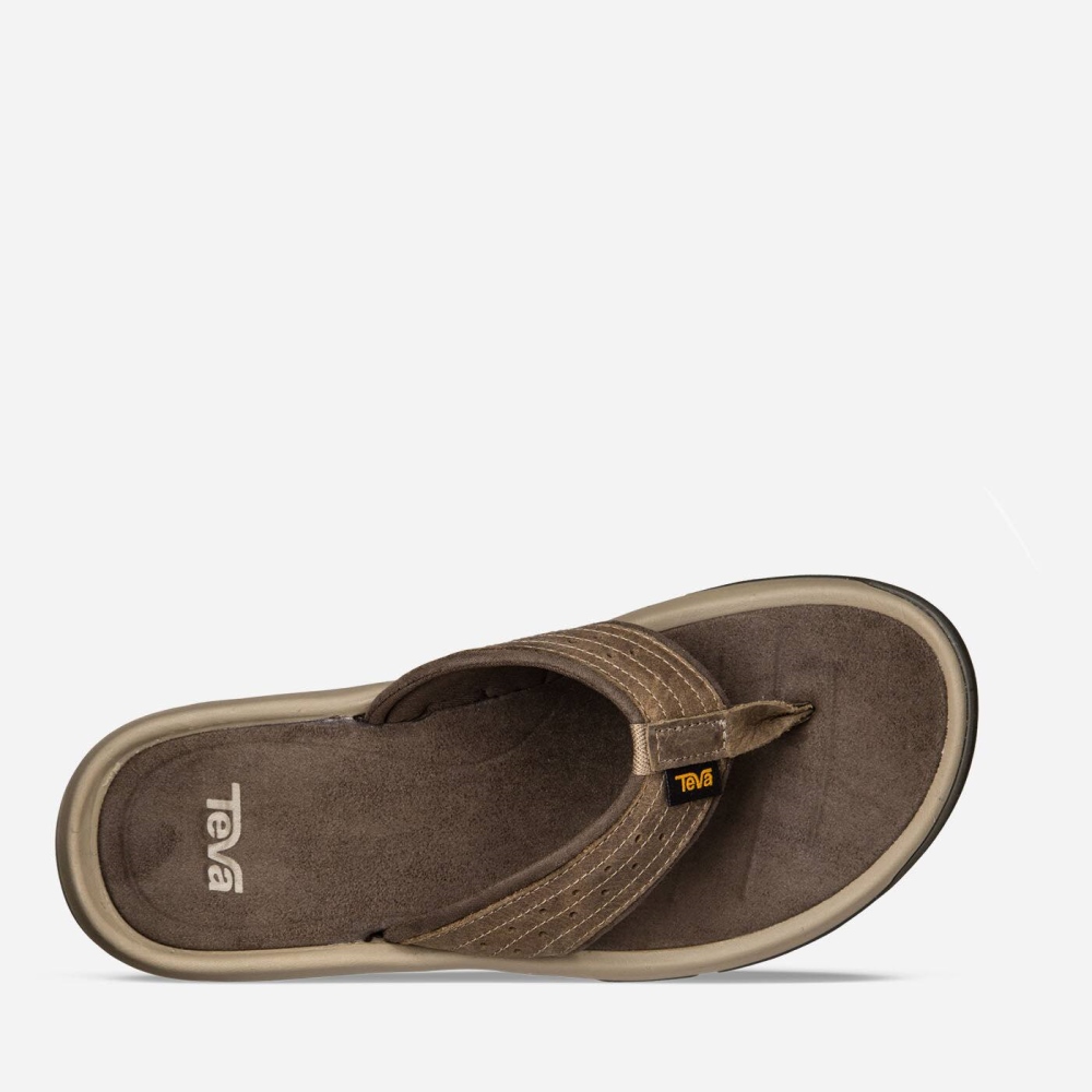 Brown Men's Teva Langdon Flip Hiking Sandals | 341-ENMVRU