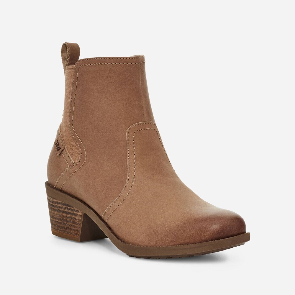 Brown Women's Teva Anaya Chelsea WP Boots | 253-IZQCTM