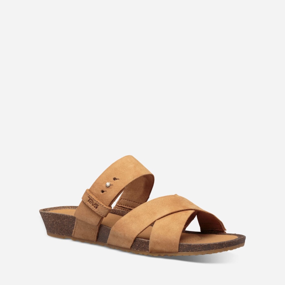 Brown Women's Teva Mahonia Slide Sandals | 082-TBZDIL