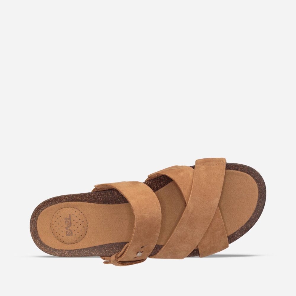 Brown Women's Teva Mahonia Slide Sandals | 082-TBZDIL