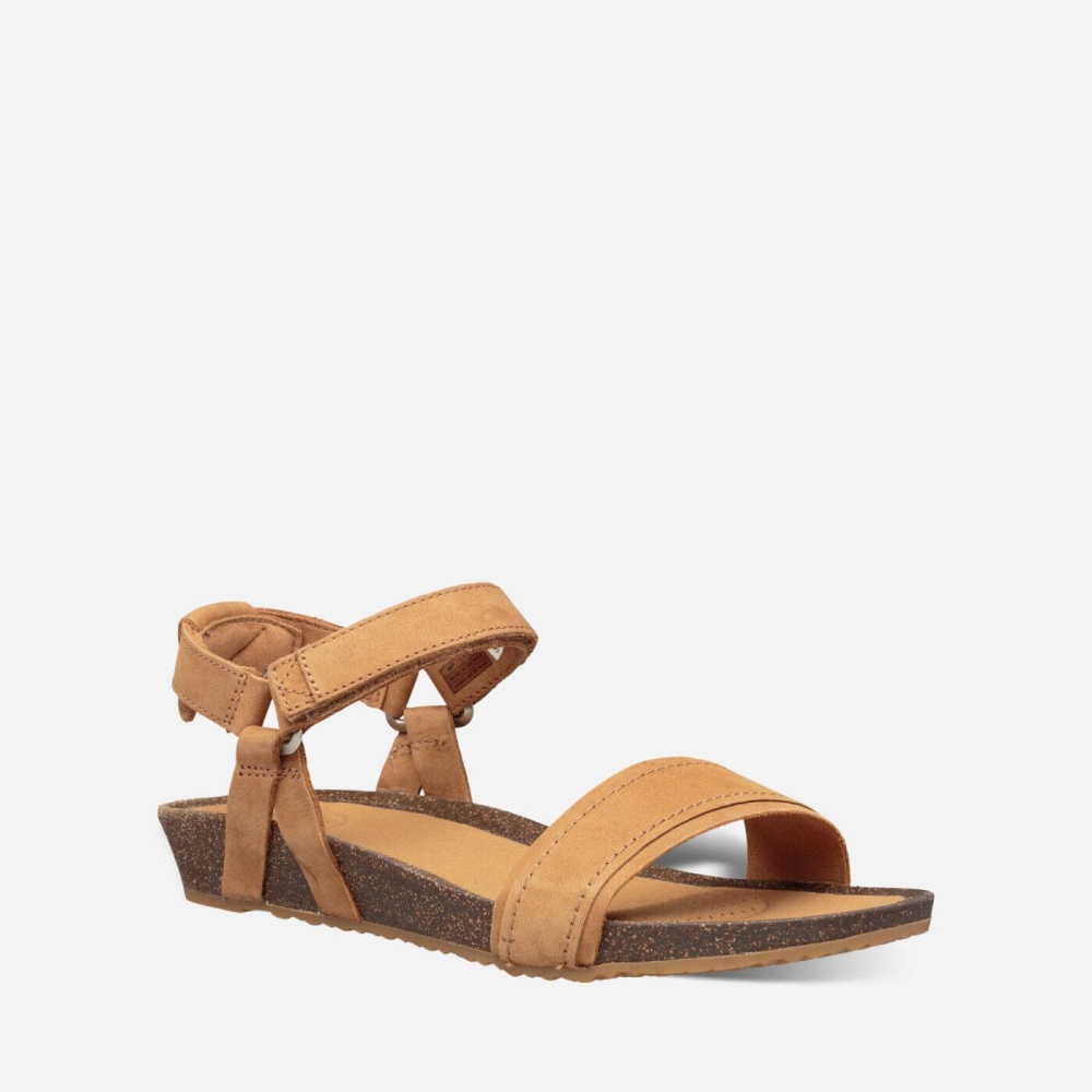 Brown Women's Teva Mahonia Stitch Heel Sandals | 830-SOZFAT