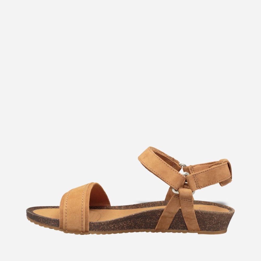 Brown Women's Teva Mahonia Stitch Heel Sandals | 830-SOZFAT