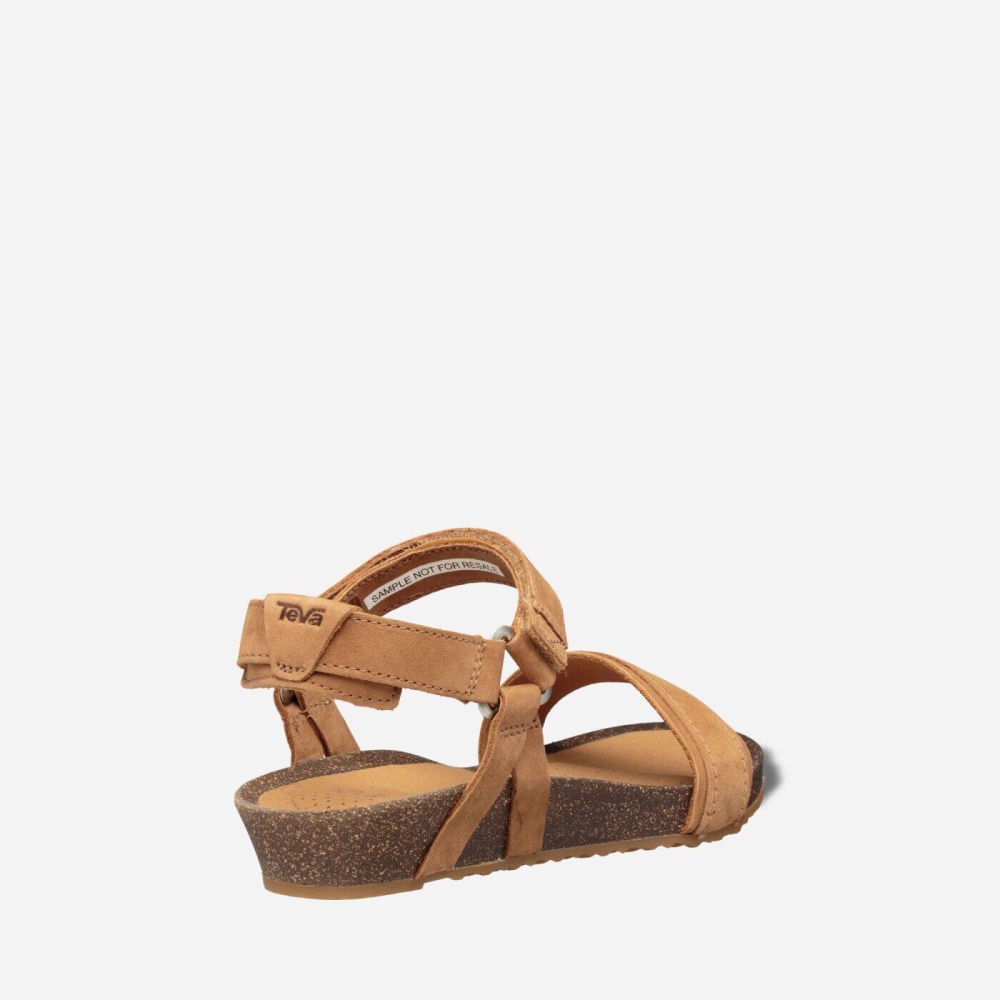 Brown Women's Teva Mahonia Stitch Heel Sandals | 830-SOZFAT