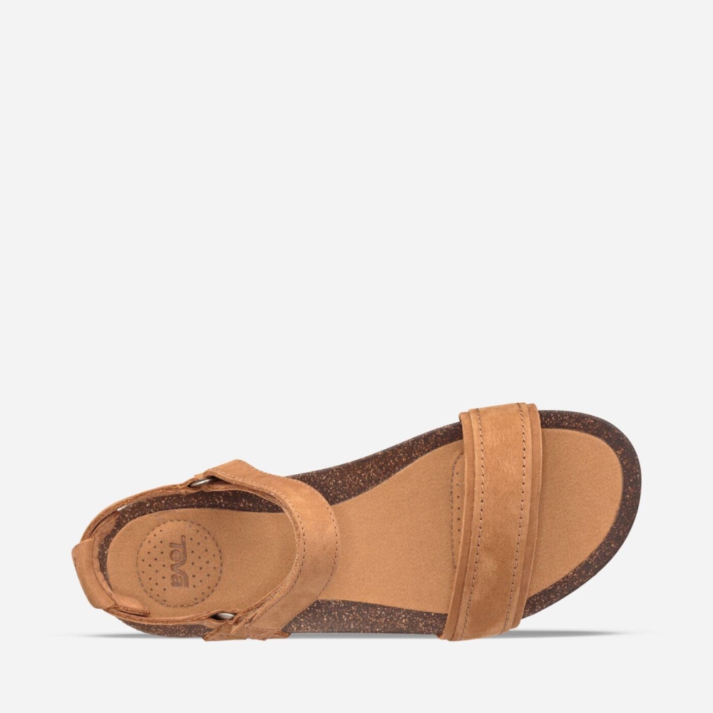 Brown Women's Teva Mahonia Stitch Heel Sandals | 830-SOZFAT