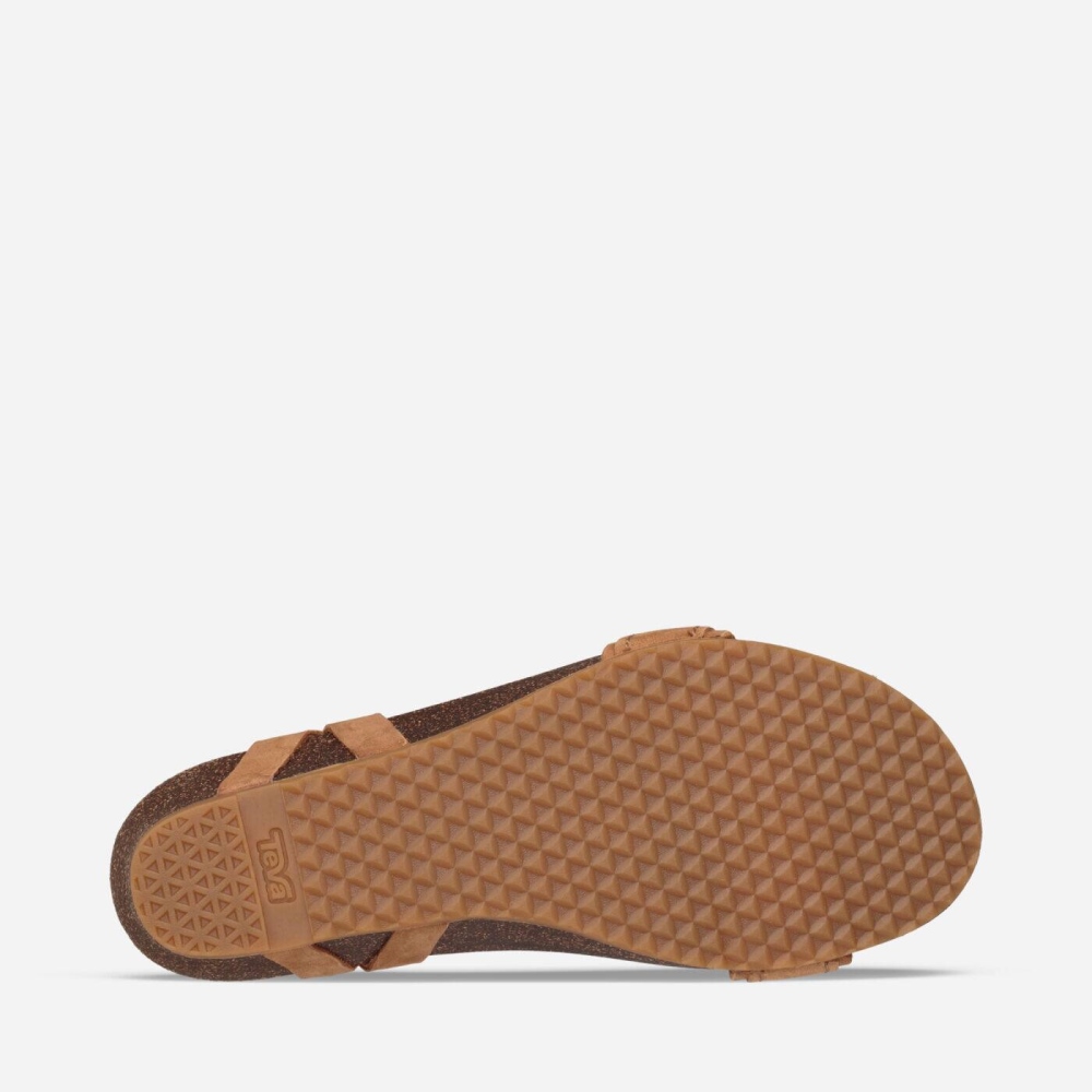 Brown Women's Teva Mahonia Stitch Heel Sandals | 830-SOZFAT