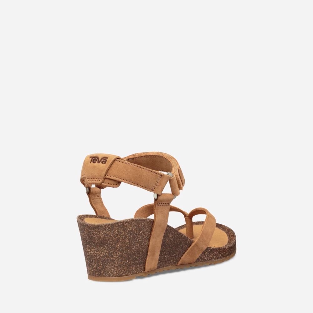 Brown Women's Teva Mahonia Wedge Sandals | 305-XNBUSG