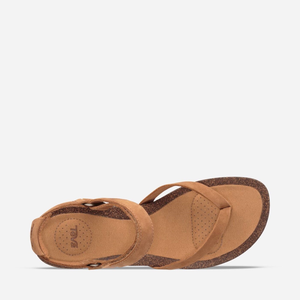 Brown Women's Teva Mahonia Wedge Thong Flip Flops | 931-ICABEP