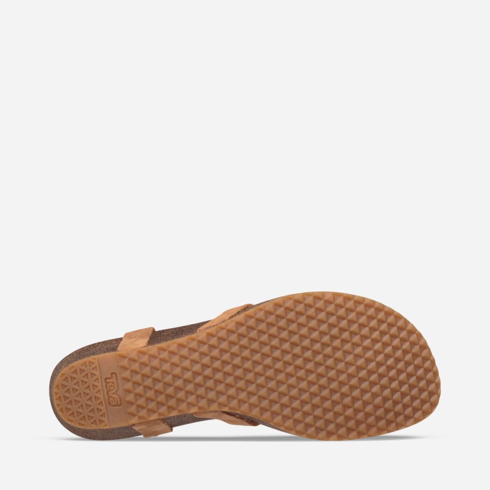 Brown Women's Teva Mahonia Wedge Thong Flip Flops | 931-ICABEP