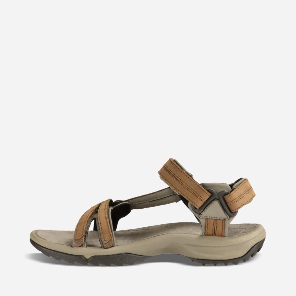 Brown Women's Teva Terra Fi Lite Leather Hiking Sandals | 523-UYXCPT