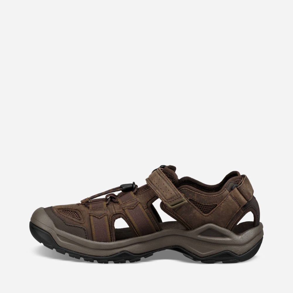 Coffee Men's Teva Omnium 2 Leather Hiking Sandals | 623-XNTOVG