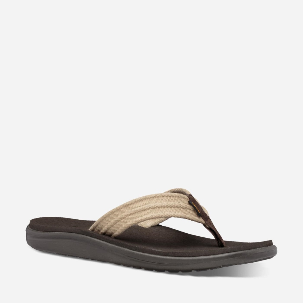 Coffee Men's Teva Voya Canvas Flip Flops | 865-FZHKDJ