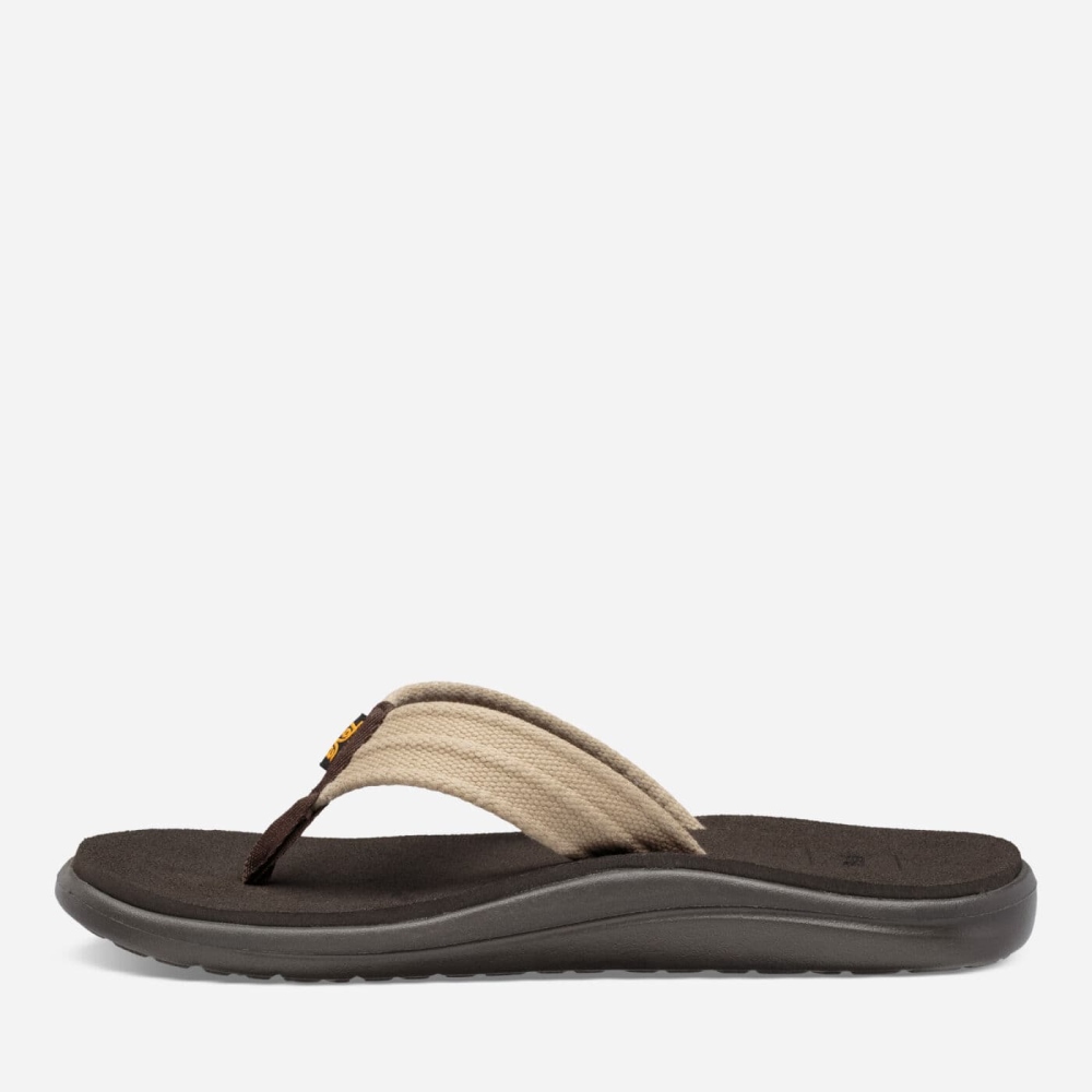 Coffee Men's Teva Voya Canvas Flip Flops | 865-FZHKDJ