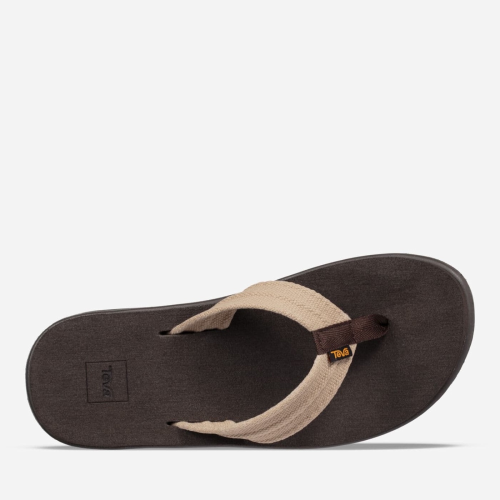 Coffee Men's Teva Voya Canvas Flip Flops | 865-FZHKDJ