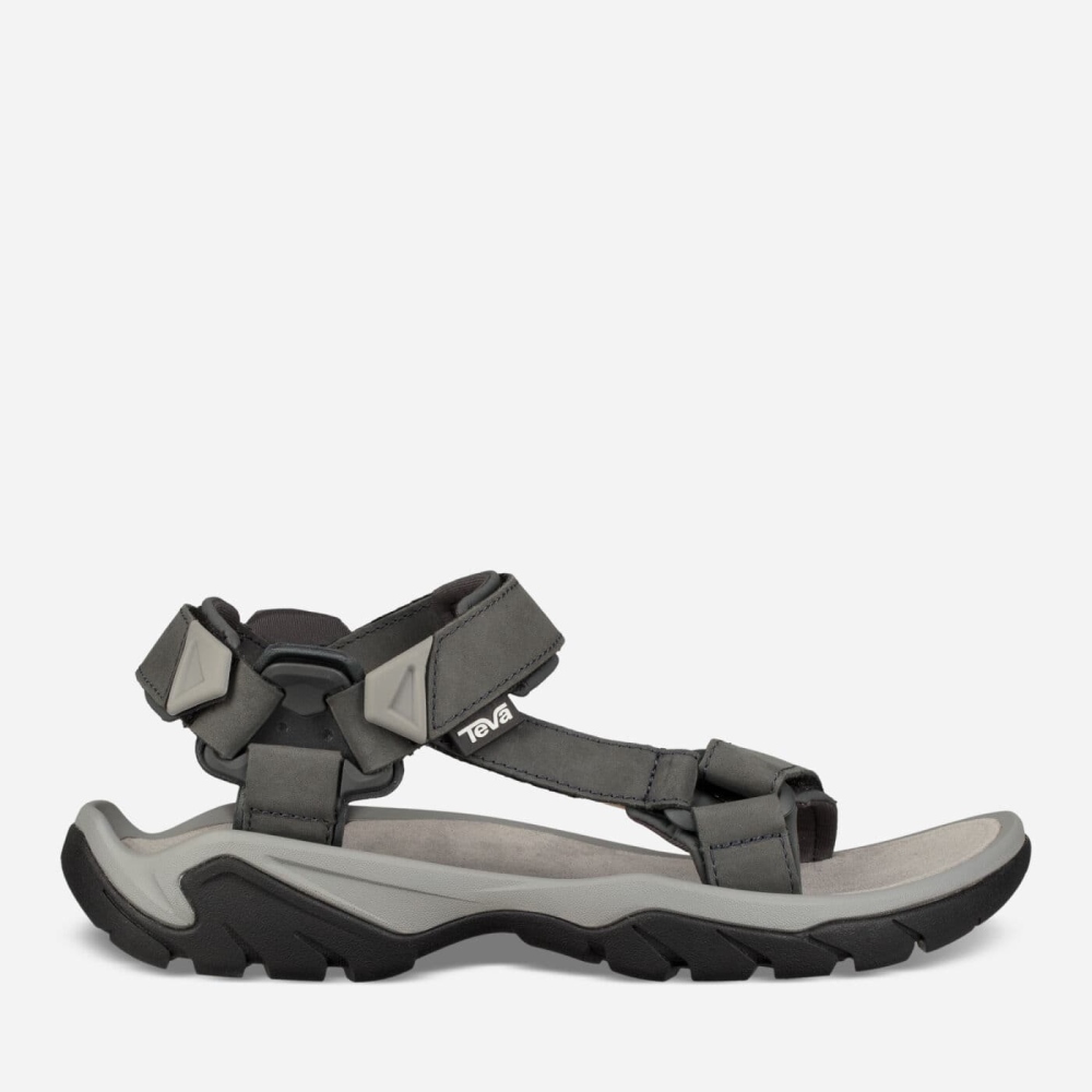 Dark Grey Men\'s Teva Terra Fi 5 Universal Leather Sandals | 543-GHYDTZ