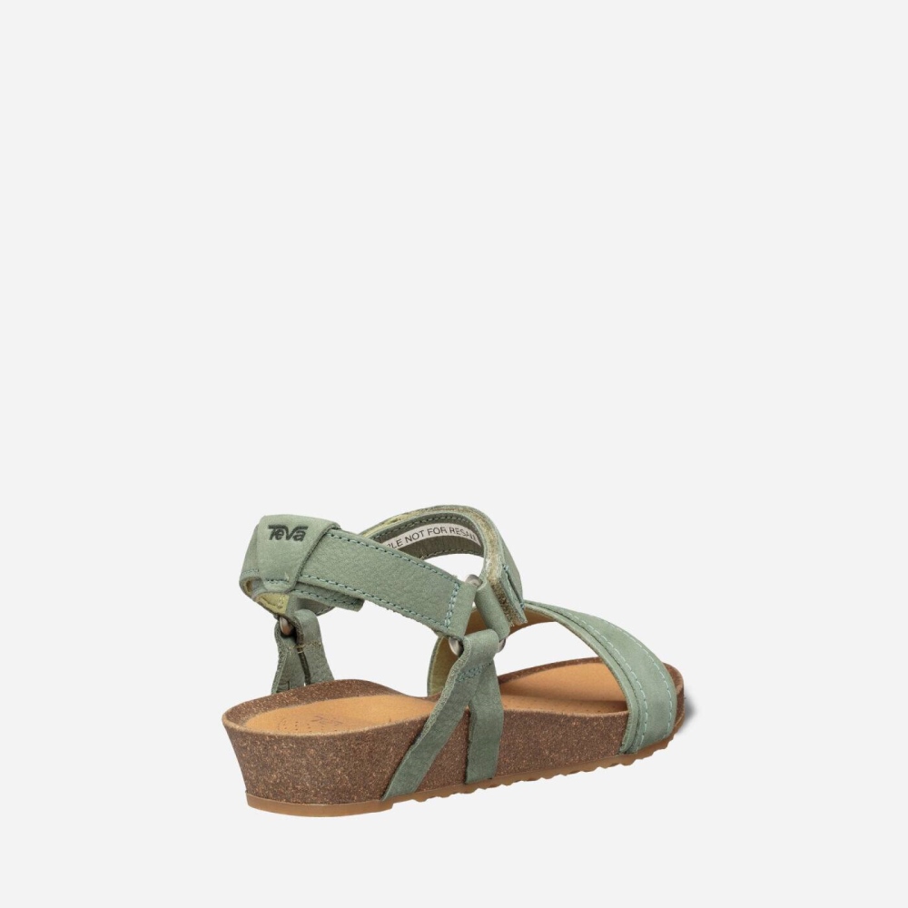 Green Women's Teva Mahonia Stitch Heel Sandals | 479-ZJWRIY