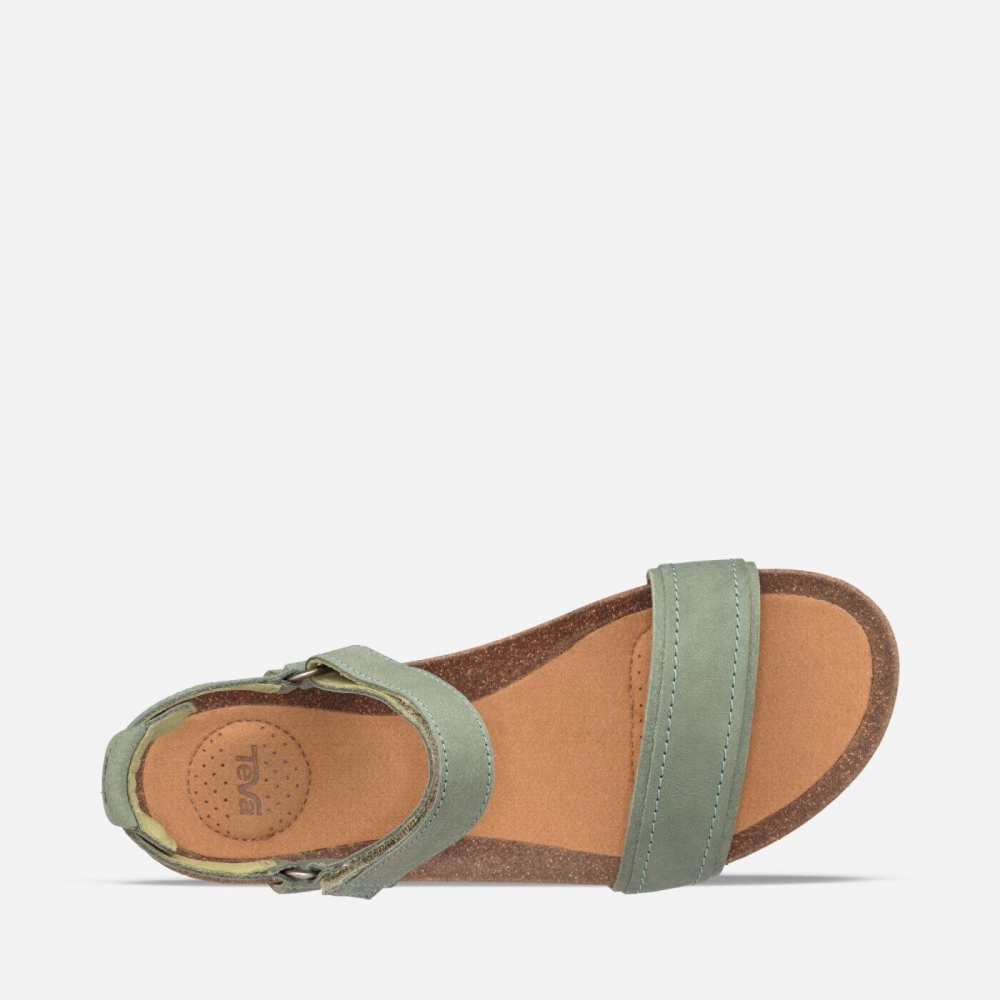 Green Women's Teva Mahonia Stitch Heel Sandals | 479-ZJWRIY