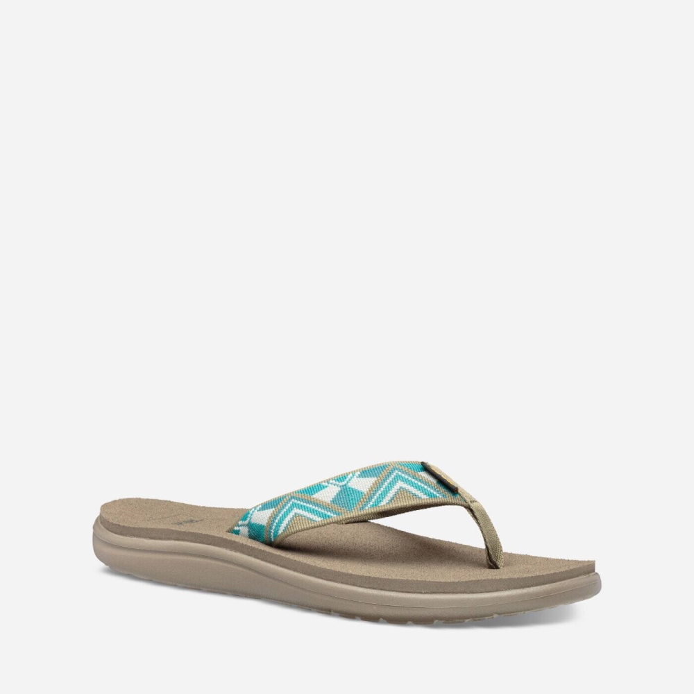 Khaki Green Women's Teva Voya Flip Flops | 435-UJDKOB