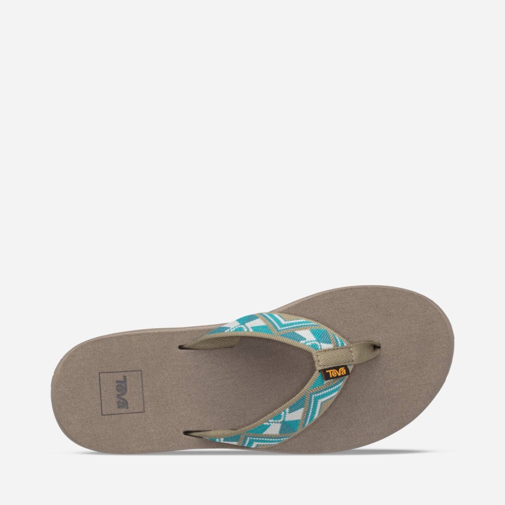 Khaki Green Women's Teva Voya Flip Flops | 435-UJDKOB