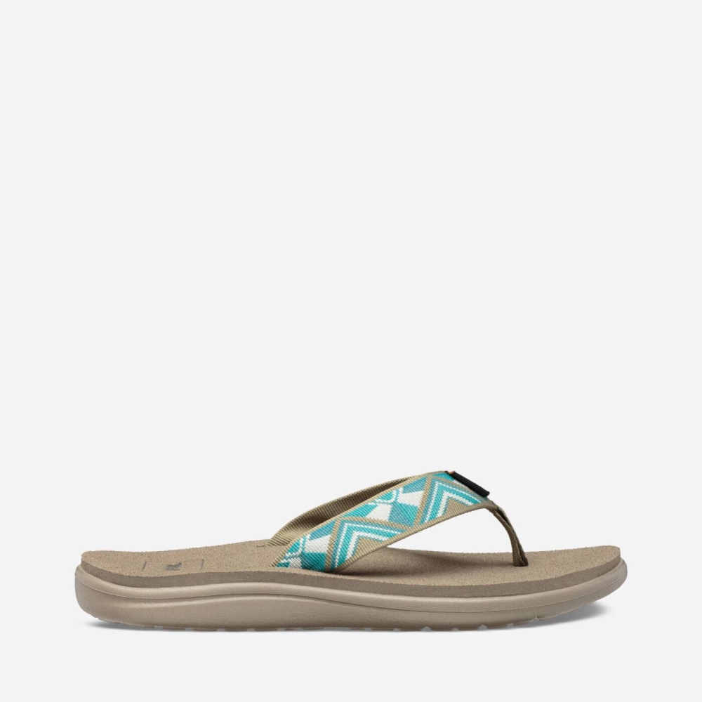 Khaki Green Women\'s Teva Voya Flip Flops | 435-UJDKOB