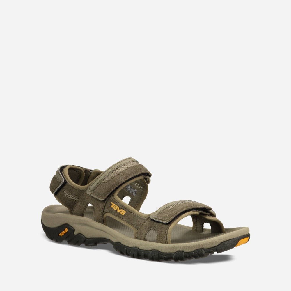 Khaki Men's Teva Hudson Hiking Sandals | 142-ODQHFC