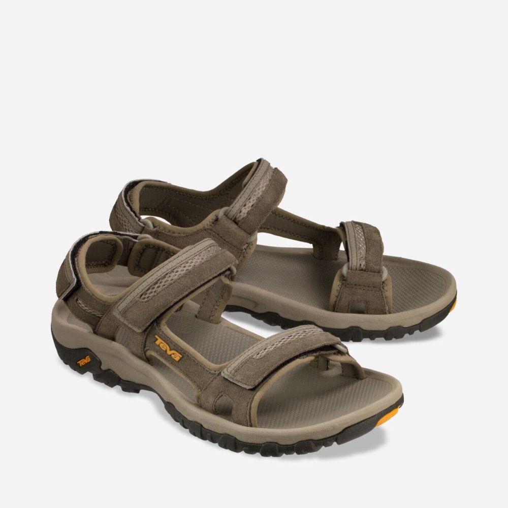 Khaki Men's Teva Hudson Hiking Sandals | 142-ODQHFC