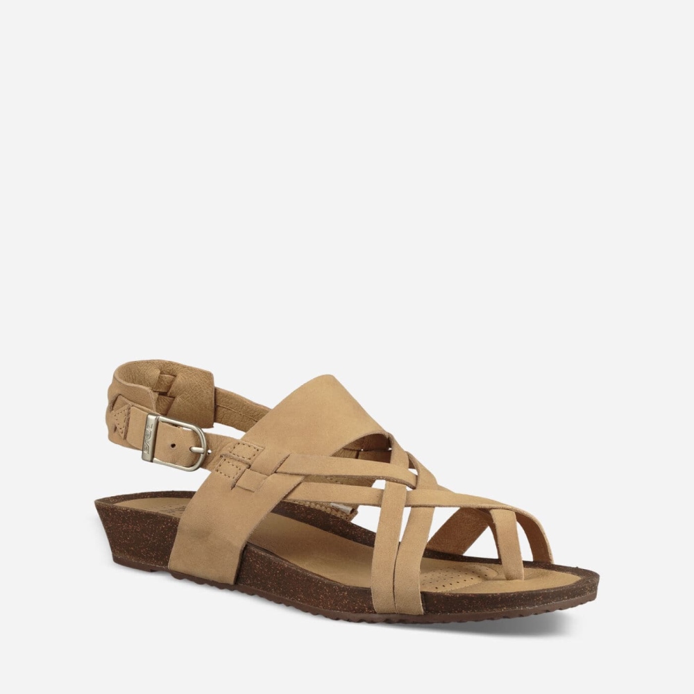 Khaki Women's Teva Ysidro Extension Wedge Sandals | 879-HBEAPI