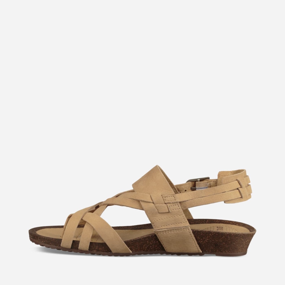 Khaki Women's Teva Ysidro Extension Wedge Sandals | 879-HBEAPI