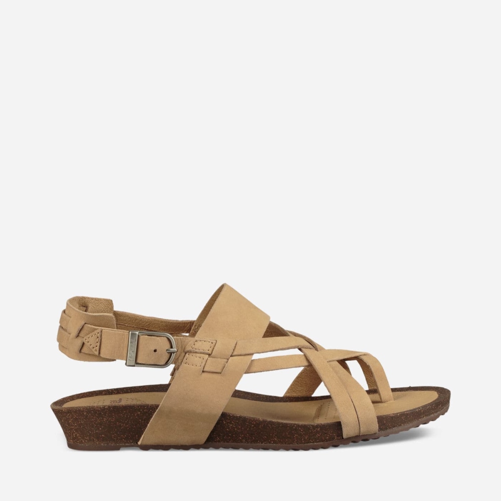 Khaki Women\'s Teva Ysidro Extension Wedge Sandals | 879-HBEAPI