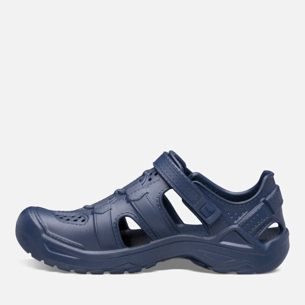 Navy Men's Teva Omnium Drift Sandals | 632-EKXAND