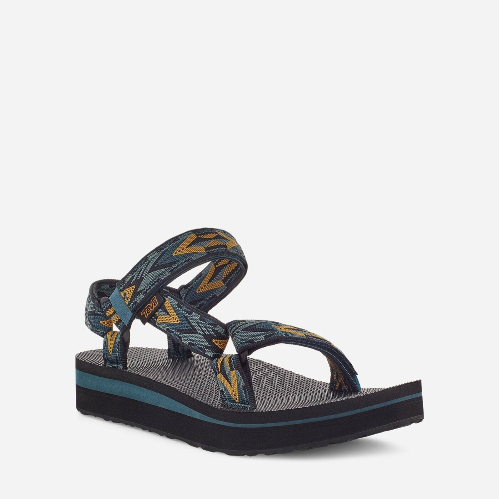 Olive Black Women's Teva Midform Universal Flatform Sandals | 253-YLXMQS