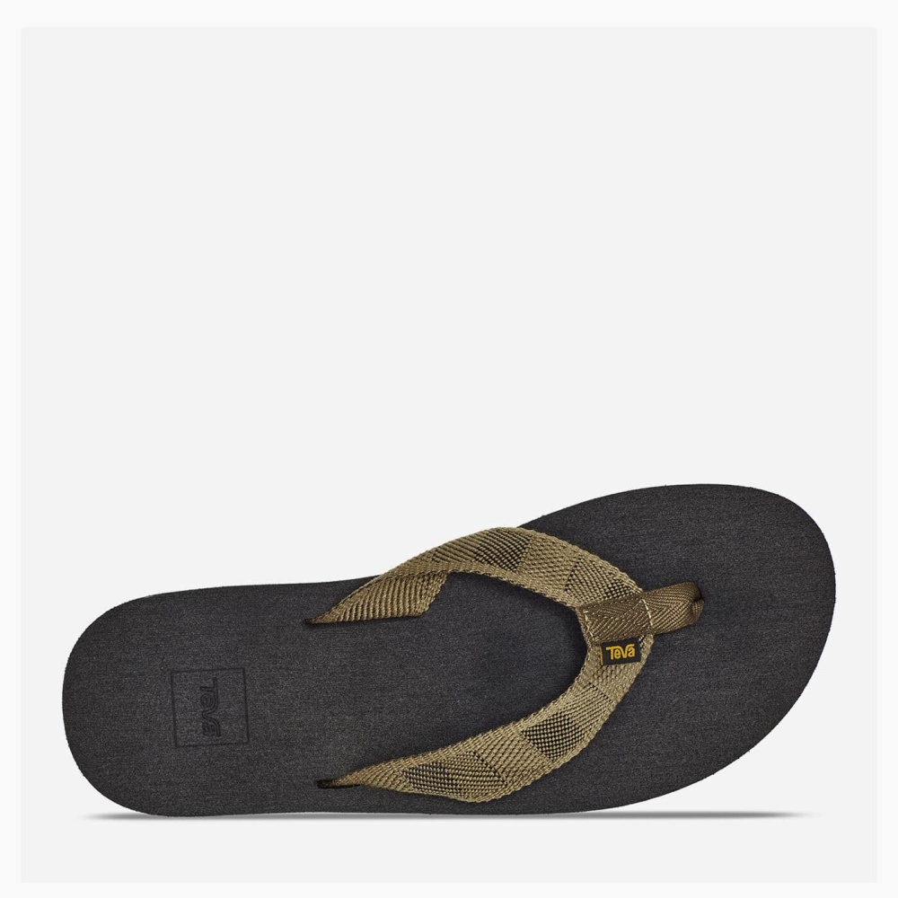 Olive Men's Teva Original Mush Flip Flops | 964-VKYDAB