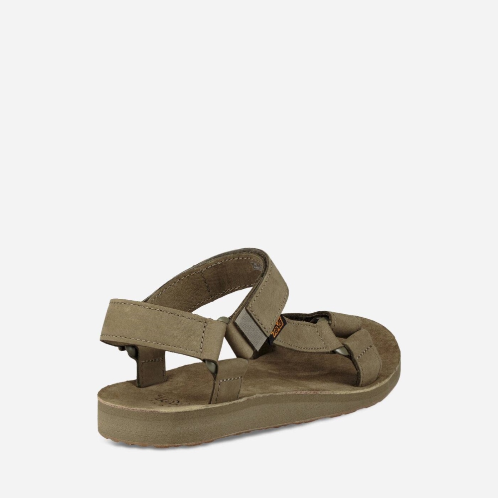 Olive Men's Teva Original Universal Leather Sandals | 541-VJADLK