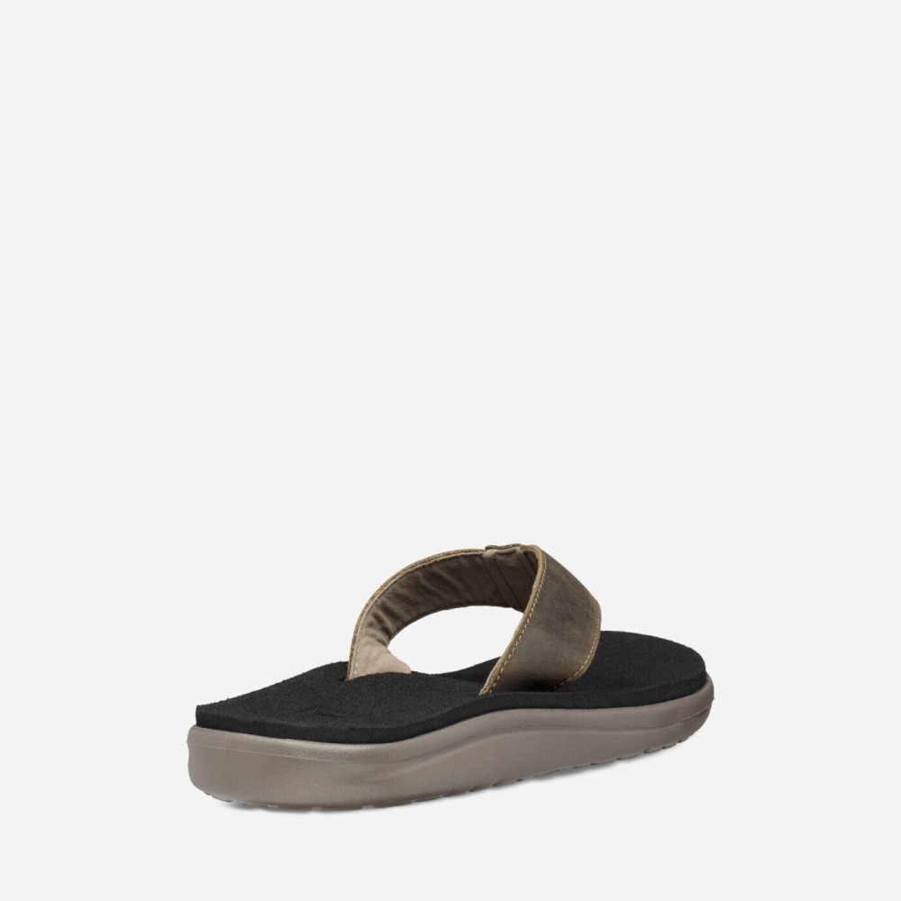 Olive Men's Teva Voya Flip Leather Sandals | 362-ZFWKEV