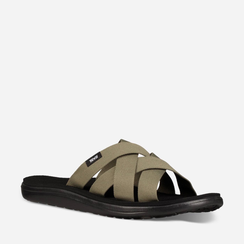 Olive Men's Teva Voya Slide Sandals | 317-AYMTHI