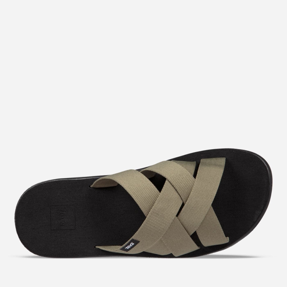 Olive Men's Teva Voya Slide Sandals | 317-AYMTHI