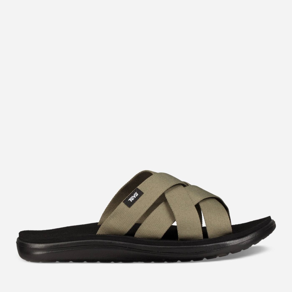 Olive Men\'s Teva Voya Slide Sandals | 317-AYMTHI