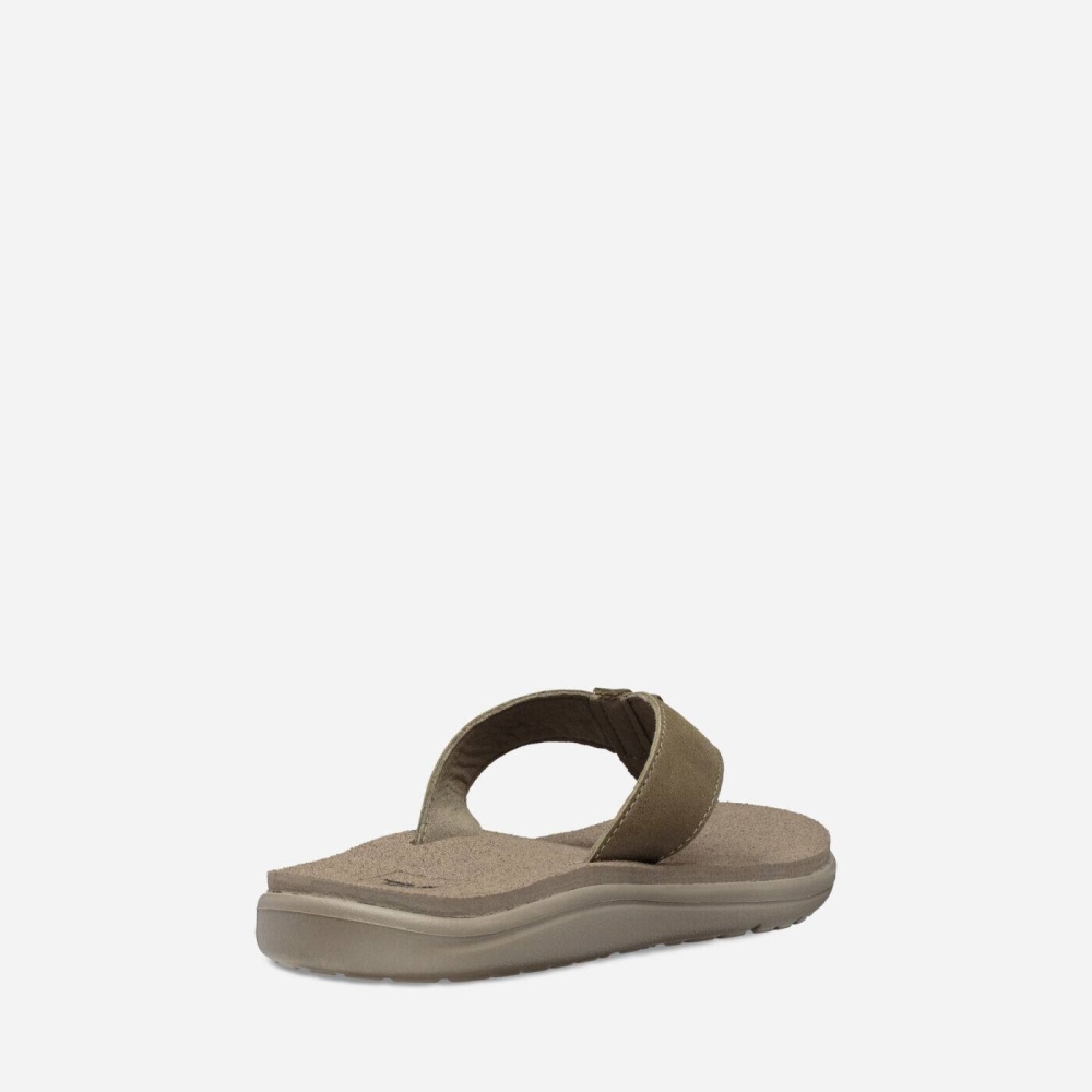 Olive Women's Teva Voya Leather Flip Flops | 247-CSNGVH