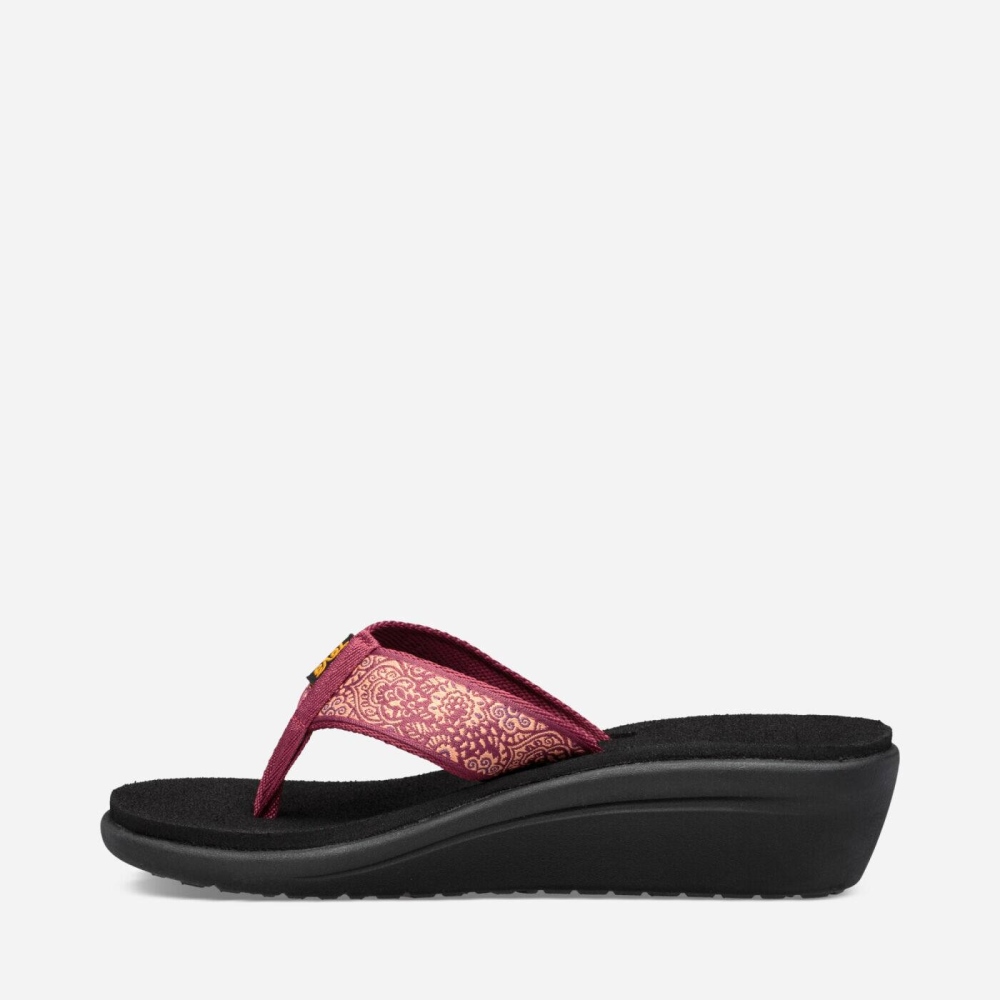 Red Black Women's Teva Voya Wedge Sandals | 143-GZNYDV