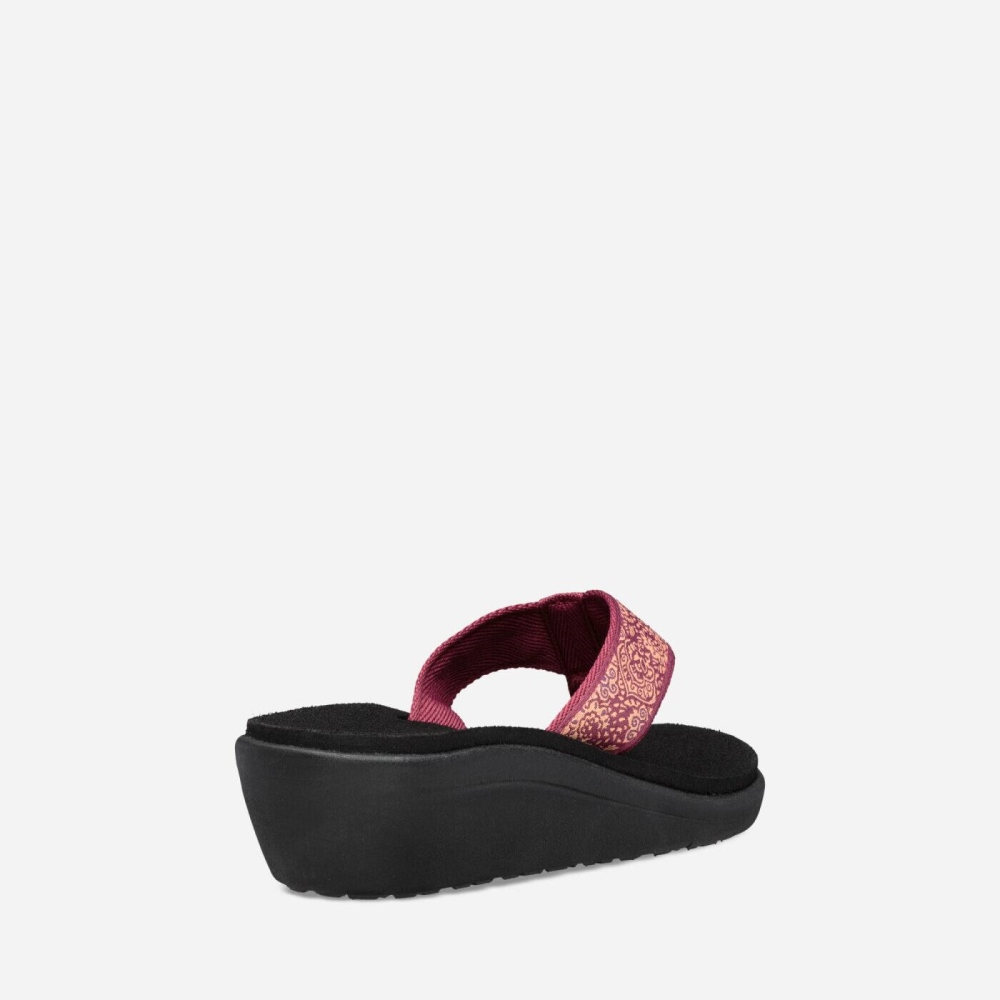 Red Black Women's Teva Voya Wedge Sandals | 143-GZNYDV