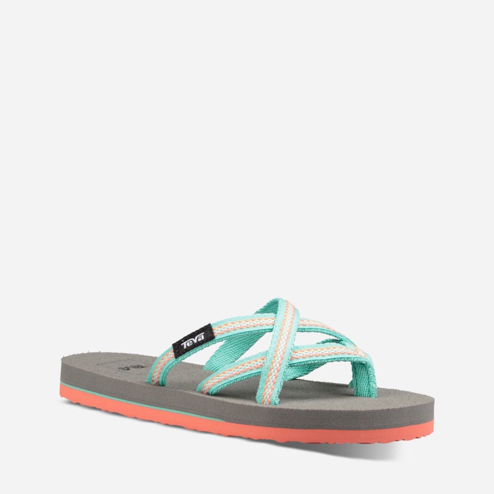 Turquoise Kids' Teva Olowahu Flip Flops | 578-CAWIPT