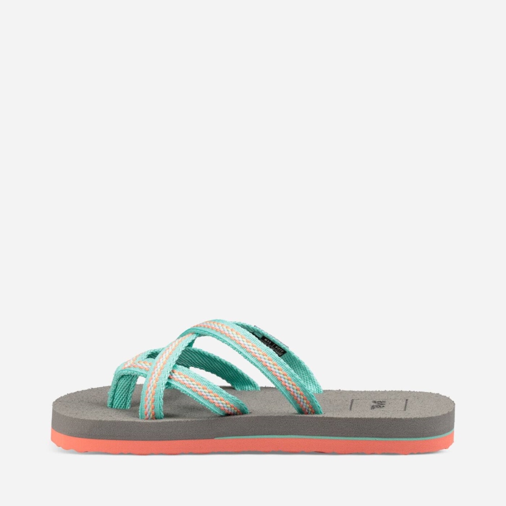 Turquoise Kids' Teva Olowahu Flip Flops | 578-CAWIPT