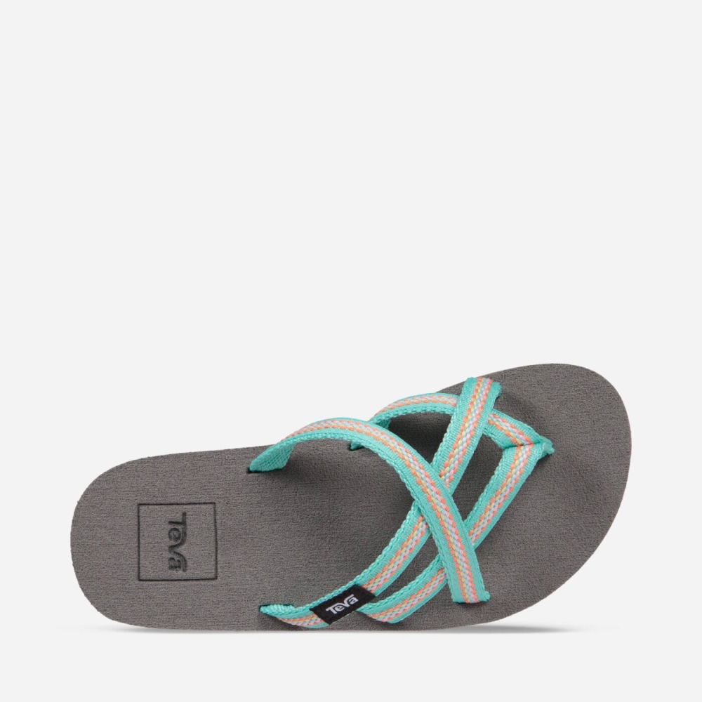 Turquoise Kids' Teva Olowahu Flip Flops | 578-CAWIPT