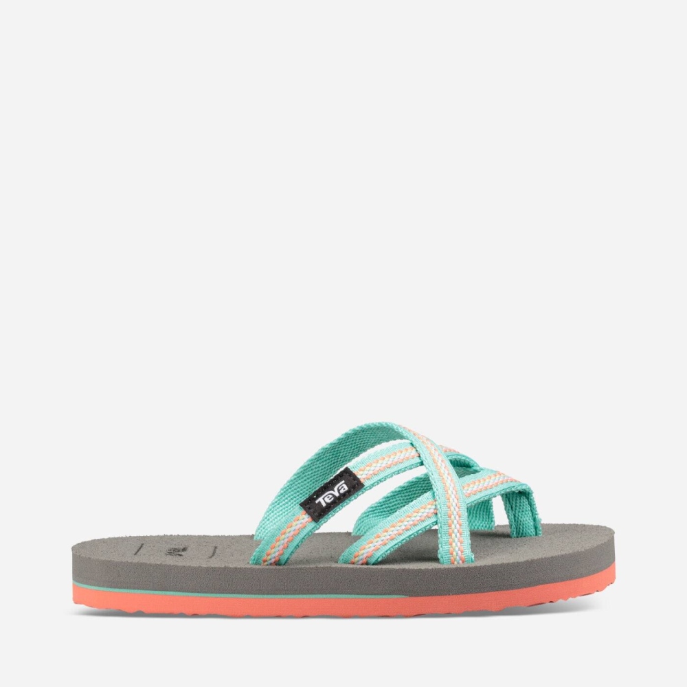 Turquoise Kids\' Teva Olowahu Flip Flops | 578-CAWIPT