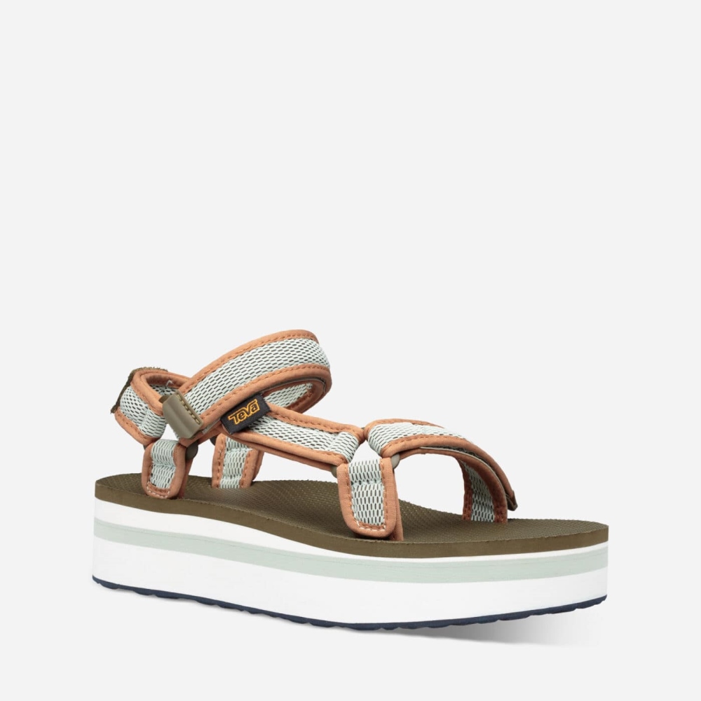 White Orange Women's Teva Flatform Universal Mesh Print Flatform Sandals | 205-QCFISH