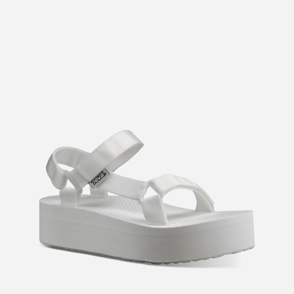 White Women's Teva Flatform Universal Flatform Sandals | 294-JTULBM