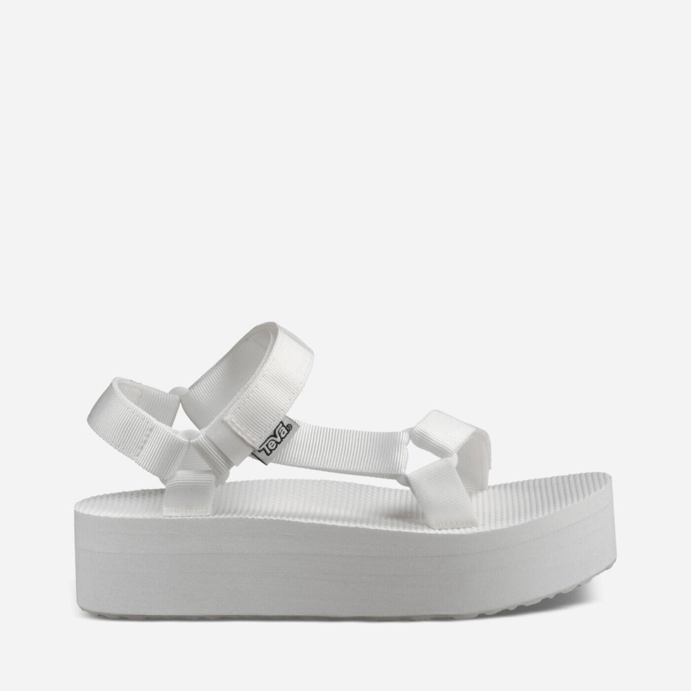 White Women\'s Teva Flatform Universal Flatform Sandals | 294-JTULBM