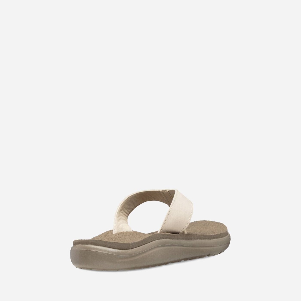 White Women's Teva Voya Leather Flip Flops | 394-IYLUNO